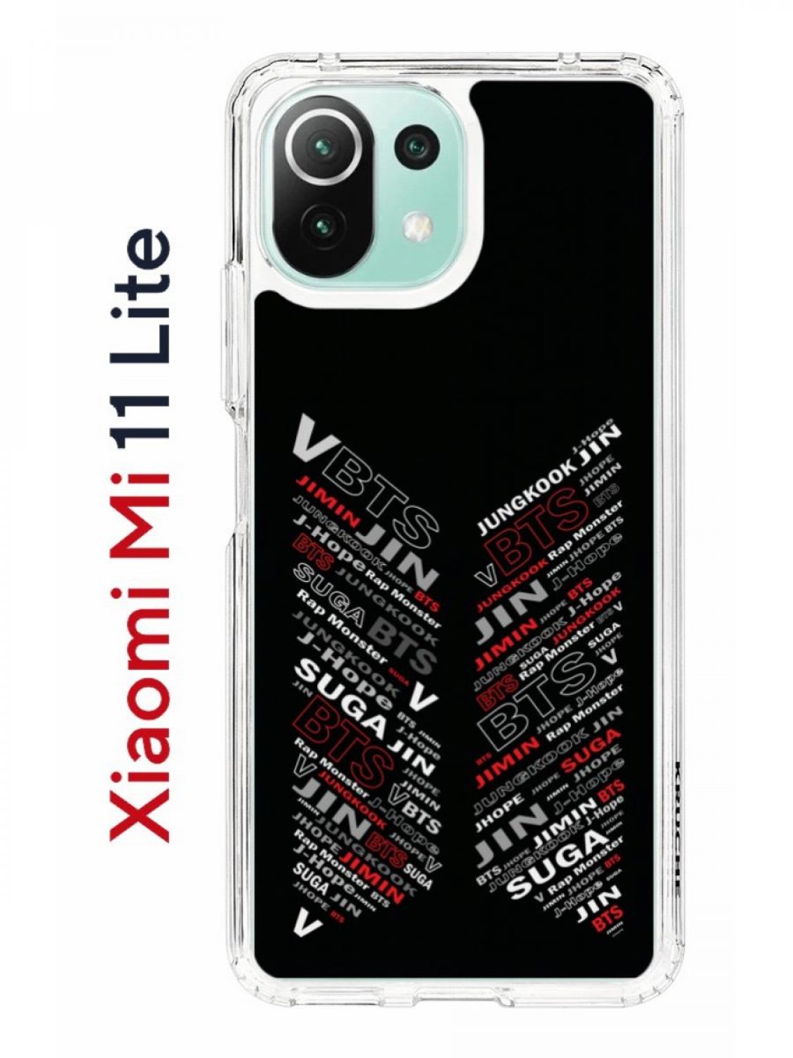 Чехол на Xiaomi Mi 11 Lite Kruche Print BTS,противоударный бампер,с защитой  камеры, купить в Москве, цены в интернет-магазинах на Мегамаркет