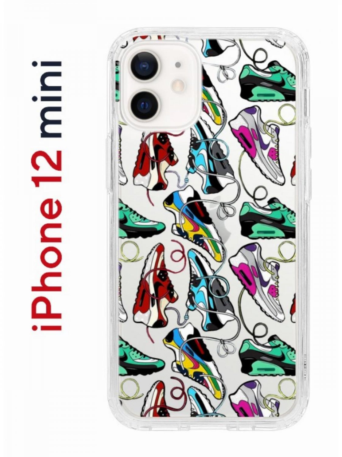 Чехол на iPhone 12 mini с принтом Kruche Print Кроссы Nike Air Max, с  защитой камеры, купить в Москве, цены в интернет-магазинах на Мегамаркет