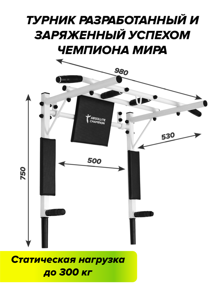 Турник/брусья/пресс 3 в 1 Absolute Champion Железное тело белый/черный -  купить в Москве, цены на Мегамаркет | 600004231054