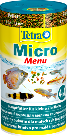 Корм для мелких тропических рыб Tetra MICRO MENU, чипсы, гранулы, палочки, 100 мл