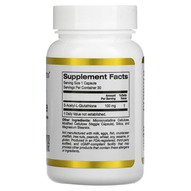 California Gold Nutrition S-Acetyl L-Glutathione, 100mg, 30 капсул