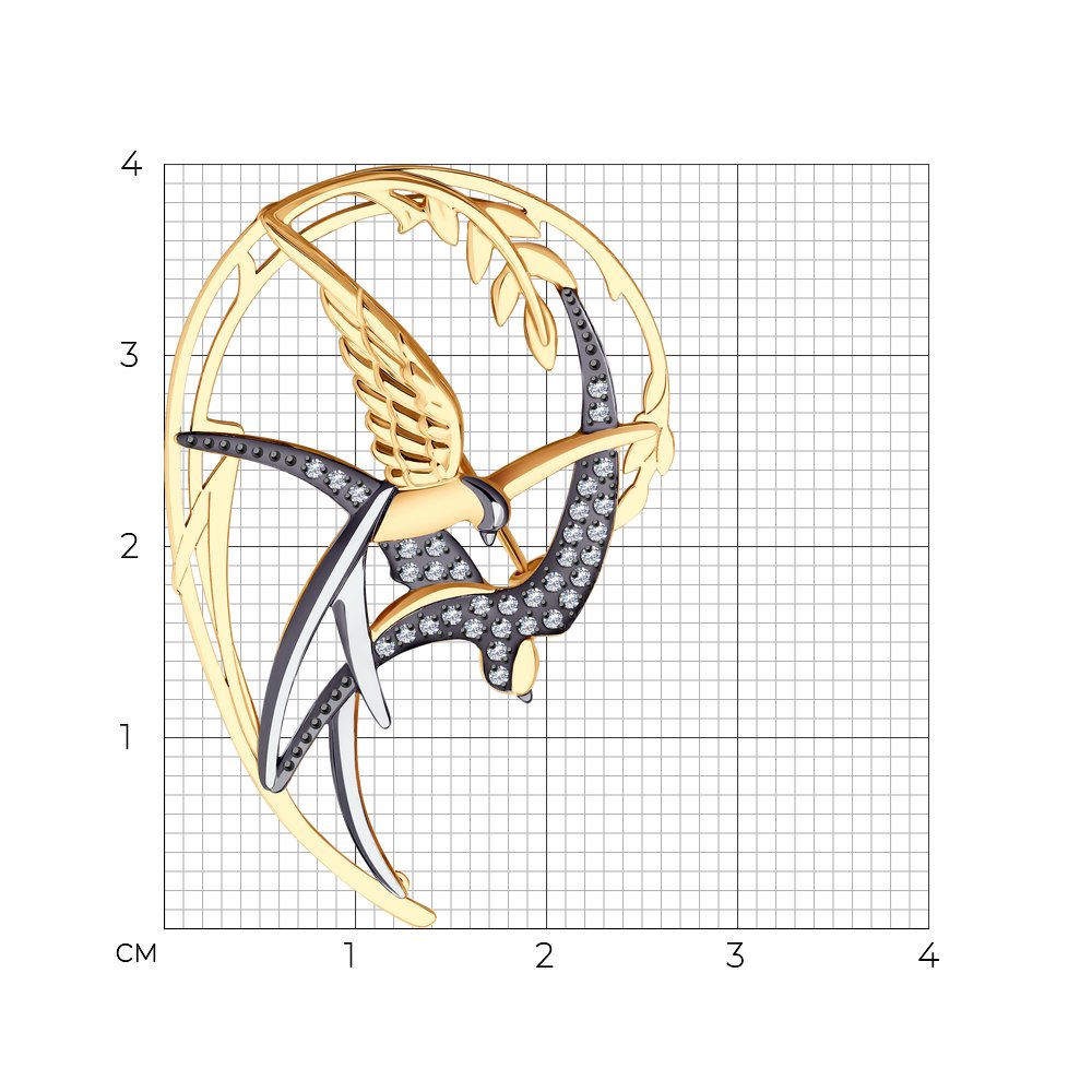 Брошь из красного золота с фианитом SOKOLOV 040320