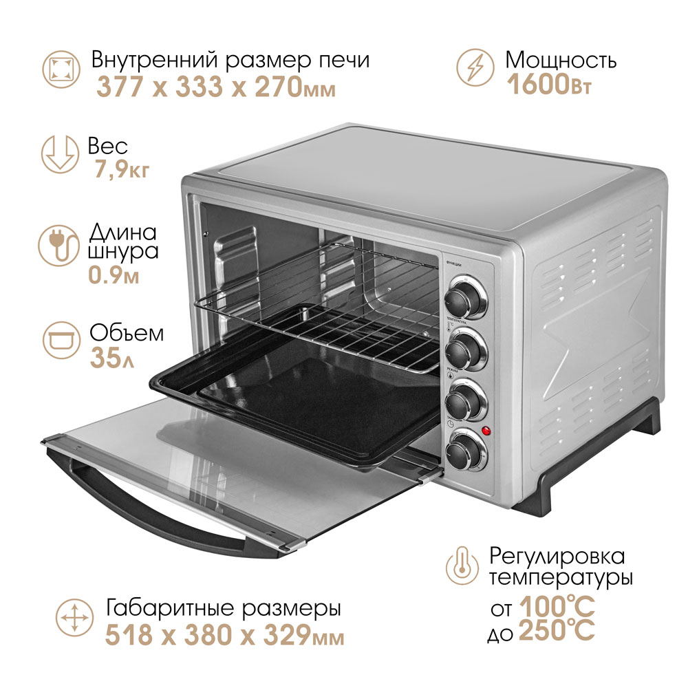 Мини-печь Endever Danko-4037 серебристый, купить в Москве, цены в  интернет-магазинах на Мегамаркет