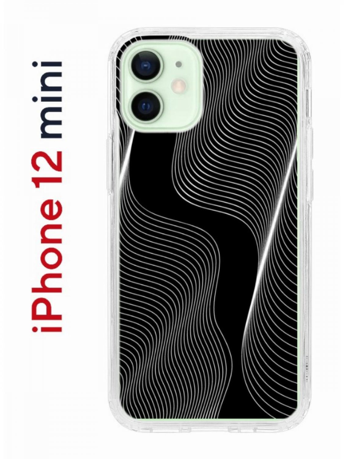 Чехол на iPhone 12 mini с принтом Kruche Print Line black, бампер с защитой  камеры, купить в Москве, цены в интернет-магазинах на Мегамаркет