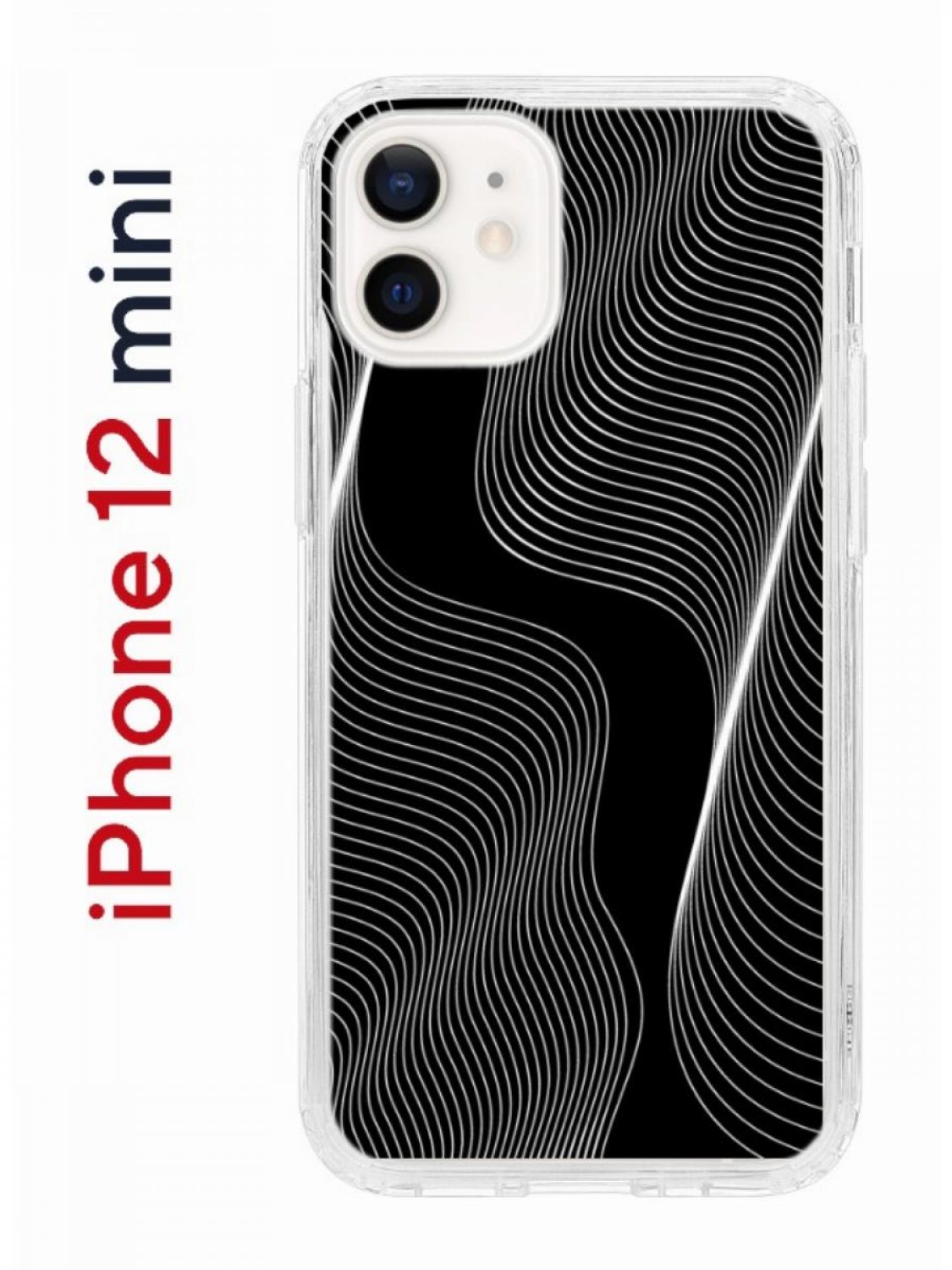 Чехол на iPhone 12 mini с принтом Kruche Print Line black, бампер с защитой  камеры, купить в Москве, цены в интернет-магазинах на Мегамаркет