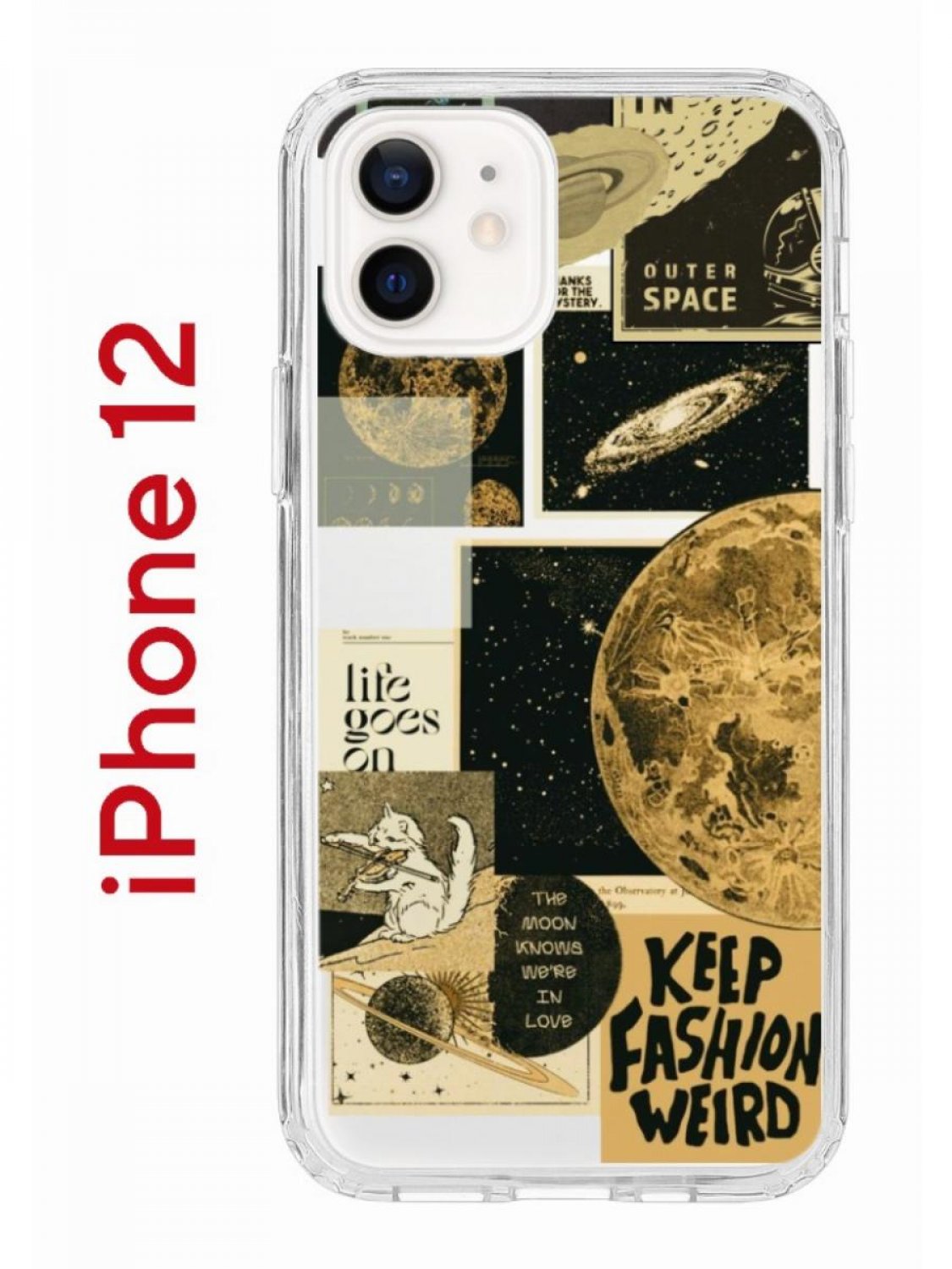 Чехол на iPhone 12/12 Pro с принтом Kruche Print Стикеры Космос, бампер с  защитой камеры, купить в Москве, цены в интернет-магазинах на Мегамаркет