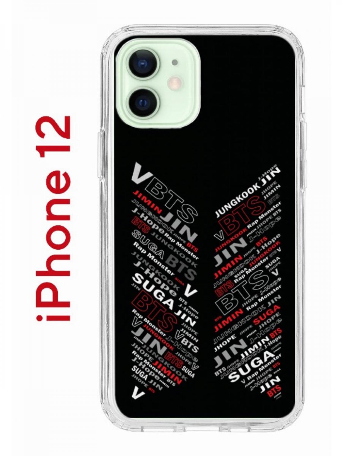 Чехол на iPhone 12/12 Pro с принтом Kruche Print BTS, бампер с защитой  камеры, купить в Москве, цены в интернет-магазинах на Мегамаркет