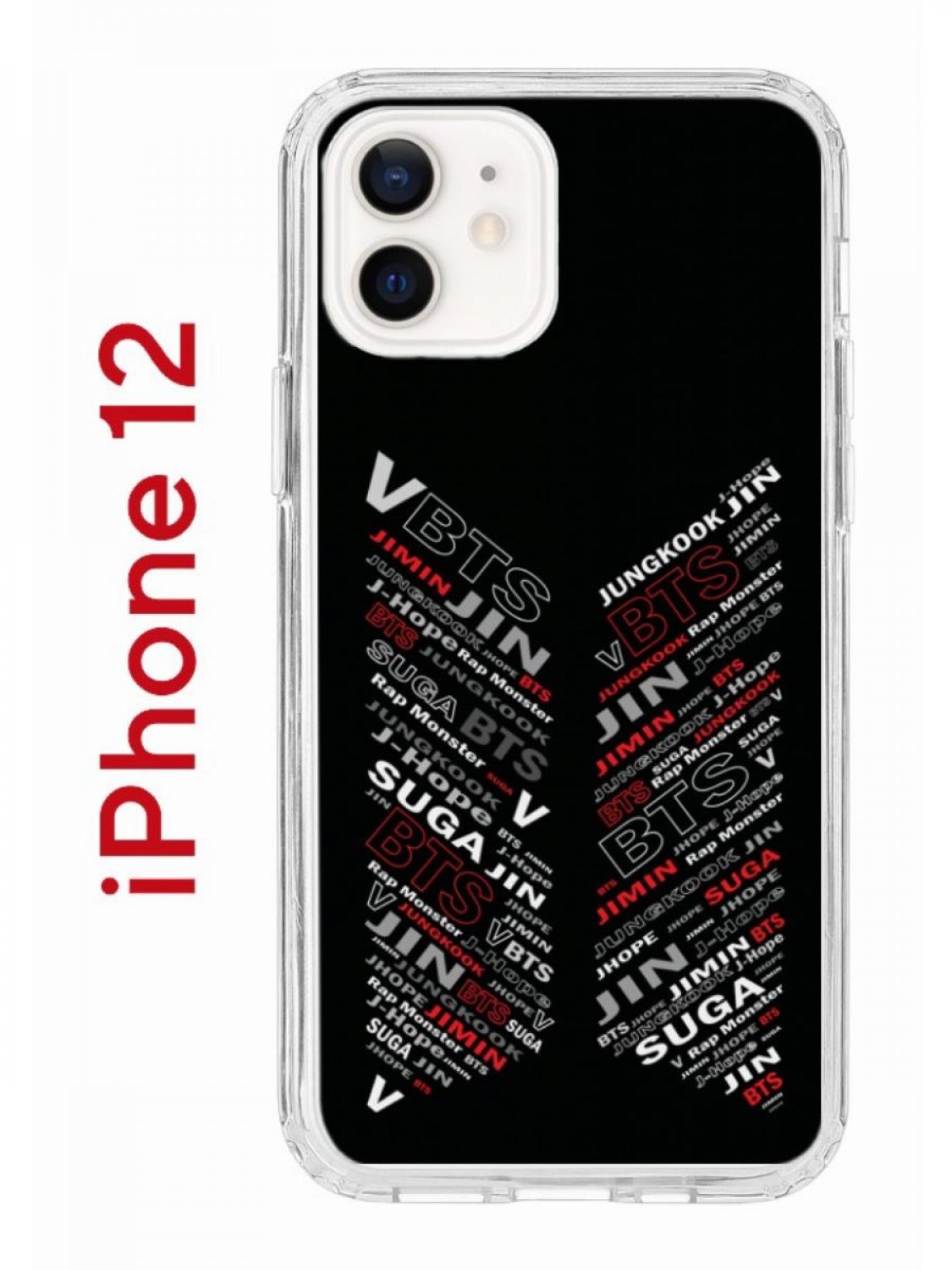 Чехол на iPhone 12/12 Pro с принтом Kruche Print BTS, бампер с защитой  камеры, купить в Москве, цены в интернет-магазинах на Мегамаркет