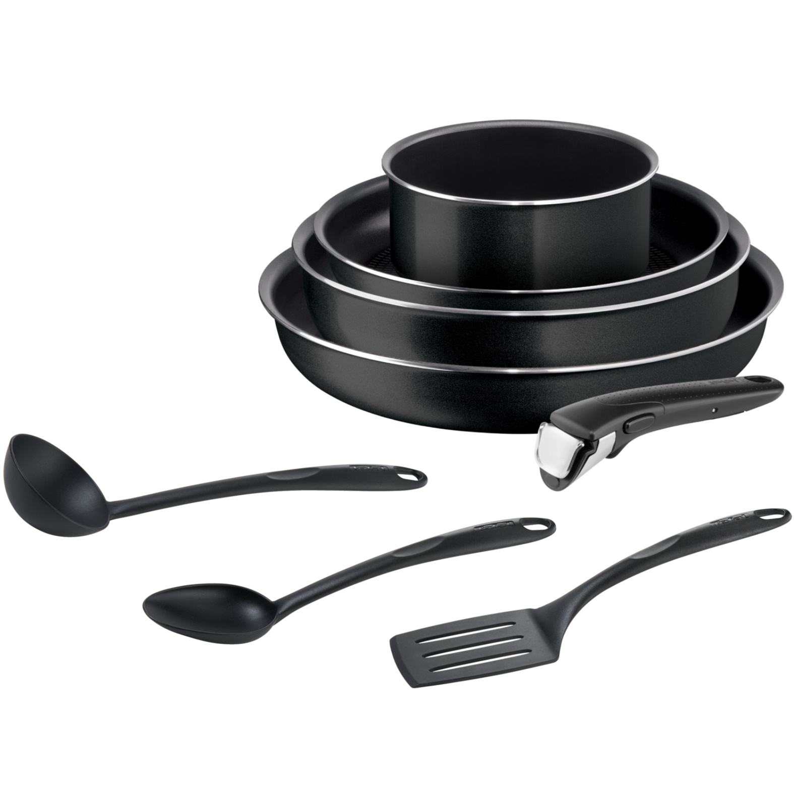 Набор посуды со съемной ручкой Tefal Ingenio Black 04238850, антипригарное покрытие - купить в Москве, цены на Мегамаркет