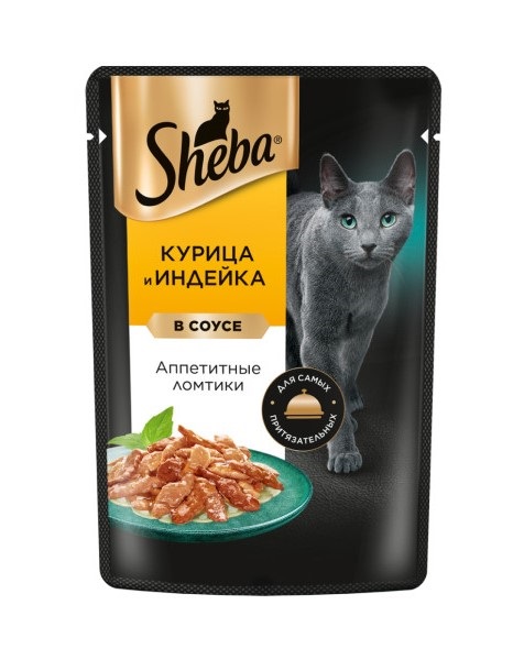 Купить влажный корм для кошек Sheba, с курицей и индейкой в соусе, 75 г, цены на Мегамаркет | Артикул: 100031955341