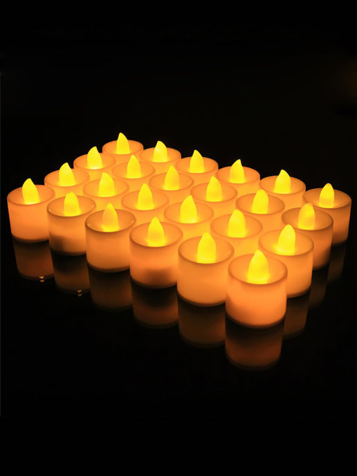 Комплект светодиодных электронных свечей - таблеток (24 штуки)