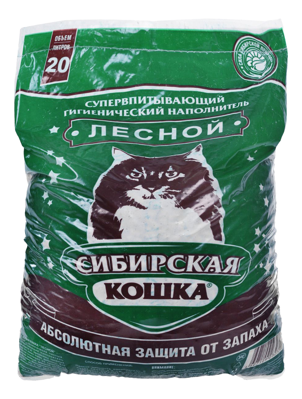 Впитывающий наполнитель Сибирская кошка Лесной древесный, 12 кг, 20 л