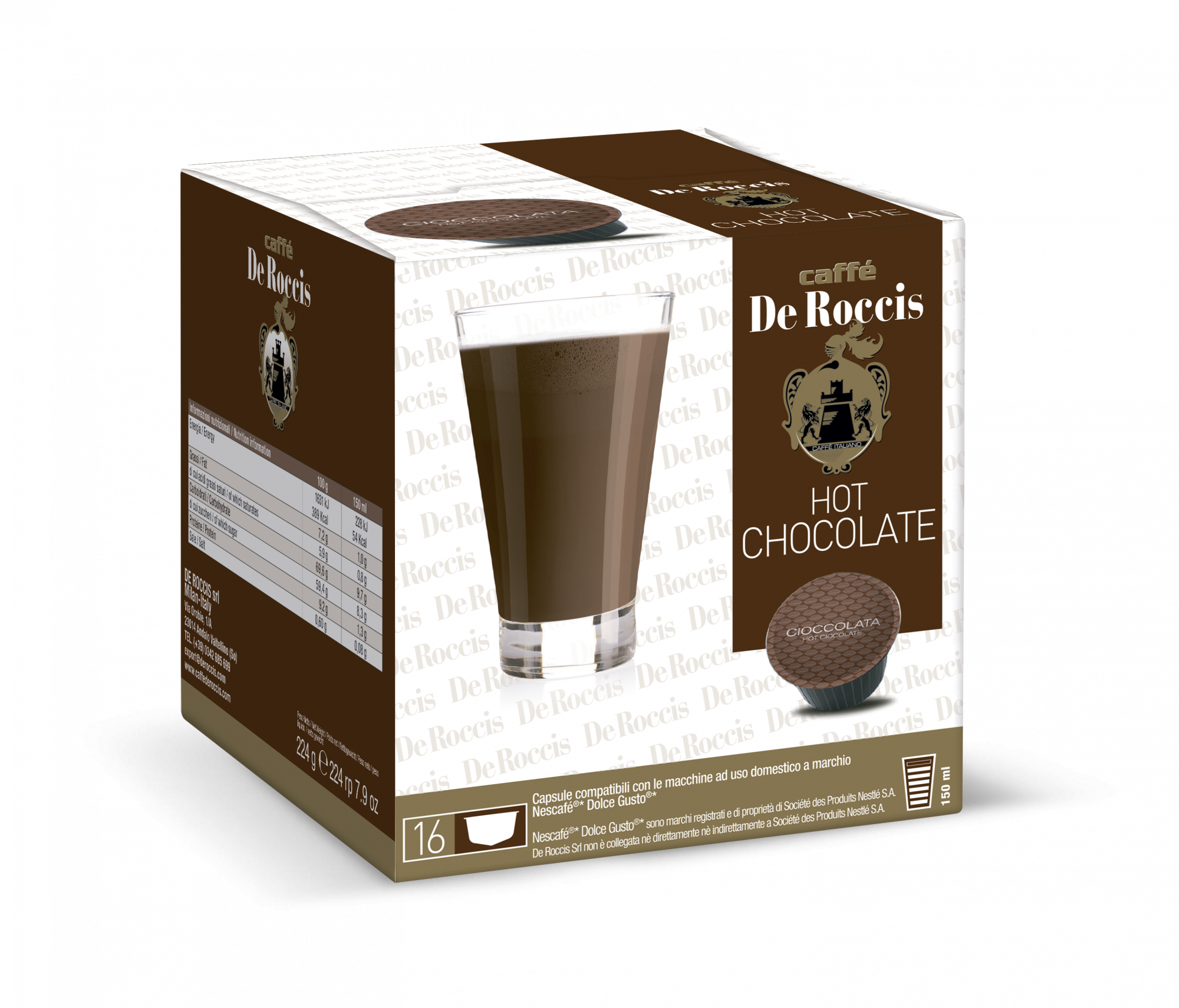 Купить кофе в капсулах De Roccis Hot Chocolate для кофемашин Dolce Gusto, 16 шт., цены на Мегамаркет | Артикул: 100055239456