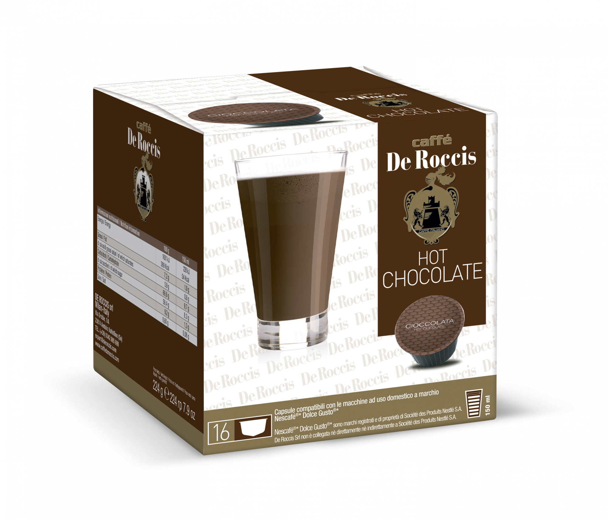 Кофе в капсулах De Roccis Hot Chocolate для кофемашин Dolce Gusto, 16 шт. - купить в Мегамаркет Москва, цена на Мегамаркет