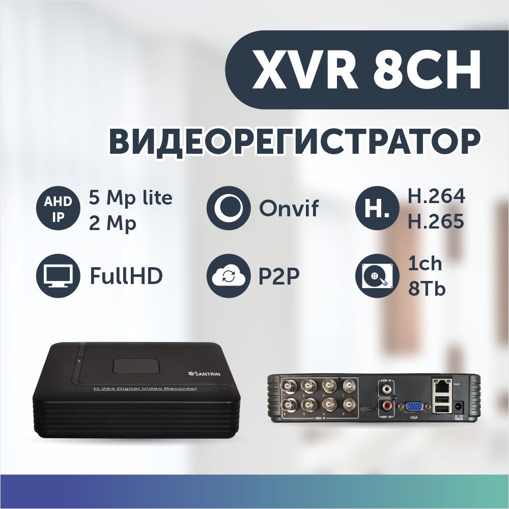 Видеорегистратор гибридный 8 каналов AHD 5 Mpix Lite + IP 2 Mpix регистратор p2p xmeye - купить в Santrin Самара (со склада МегаМаркет), цена на Мегамаркет