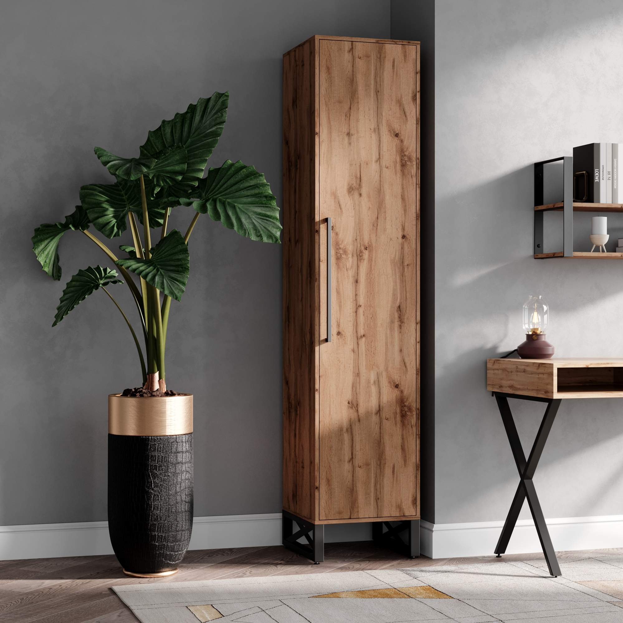 Шкаф-пенал для ванной акваль, 30х33х200 см, левый. Пенал лофт. Шкаф пенал лофт. Шкаф пенал лофт. Шкаф пенал в стиле лофт.