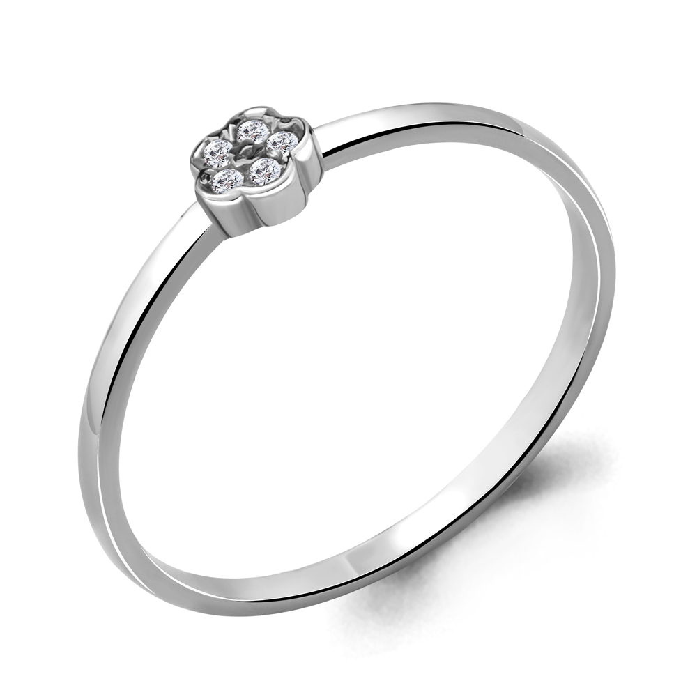 Кольцо из серебра с бриллиантом р. 16,5 Aquamarine 060147_925_р