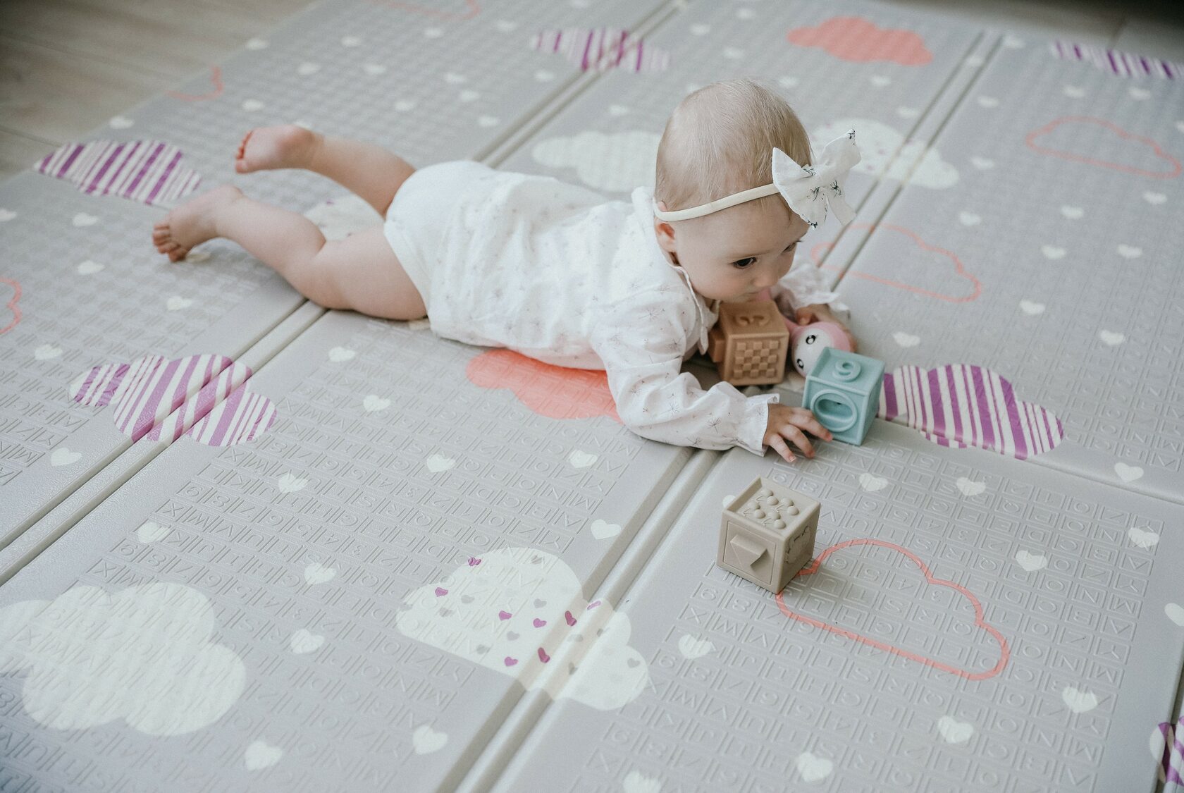 Детский коврик складной MIKMEL развивающий игровой Облачка/Зоопарк 180х200х1см MCH-FM-19