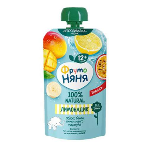 Напиток сокосодержащий ФрутоНяня Лимонадик яблоко-банан-лимон-манго-маракуйя 130 мл