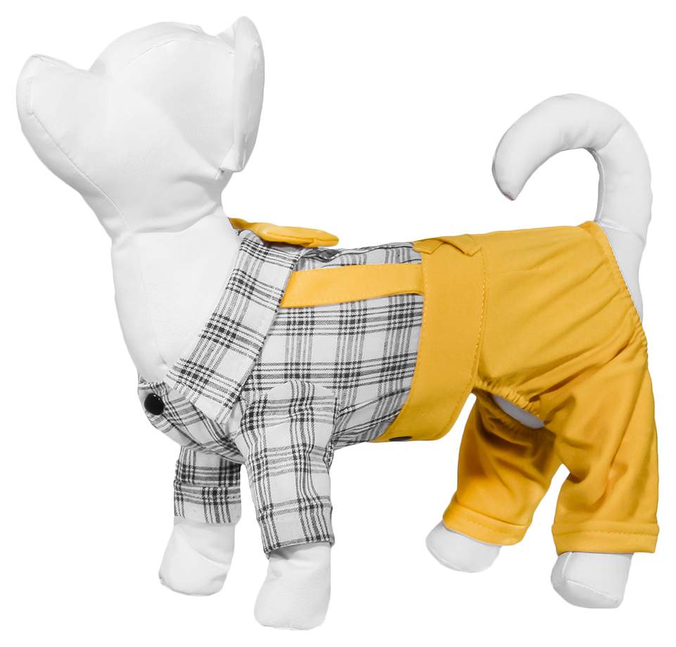 Костюм для собак Yami-Yami одежда, унисекс, желтый, белый, серый, M, длина спины 30 см