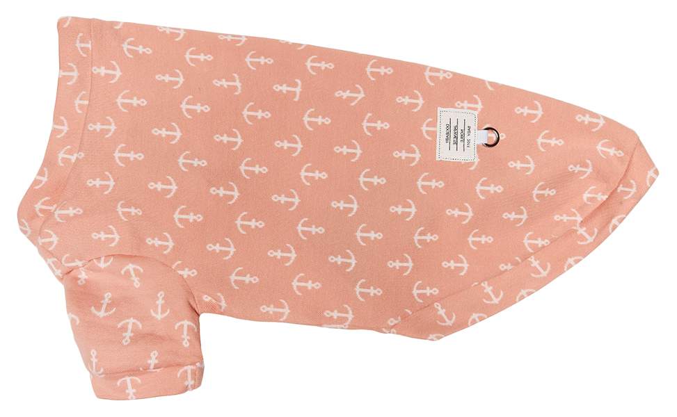 Толстовка для собак Yami-Yami одежда Якорь, унисекс, розовый, M, длина спины 30 см