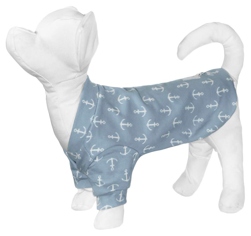 Толстовка для собак Yami-Yami одежда Якорь, унисекс, голубой, XL, длина спины 40 см