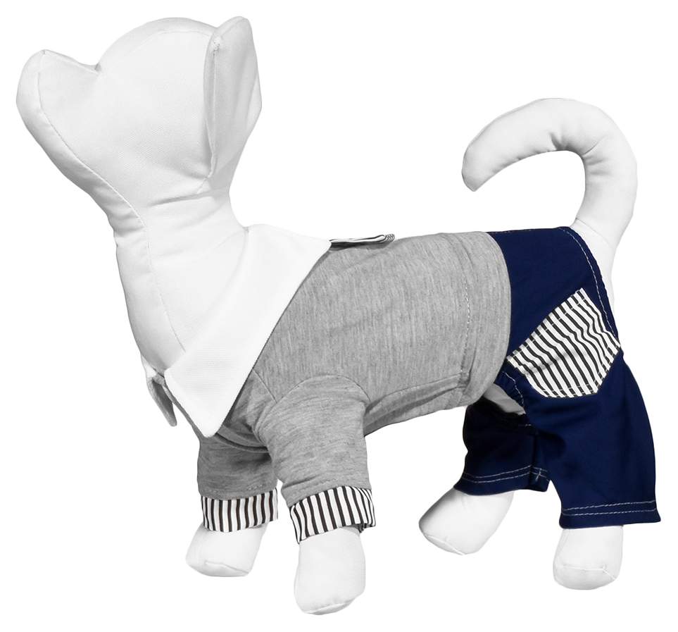 Костюм для собак Yami-Yami одежда, унисекс, серый, синий, белый, XS, длина спины 20 см