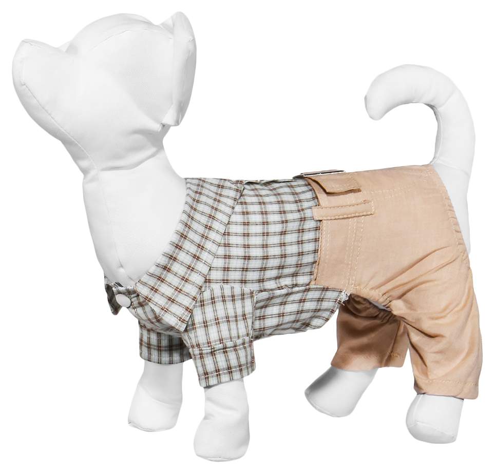 Костюм для собак Yami-Yami одежда, унисекс, бежевый, зеленый, XS, длина спины 20 см