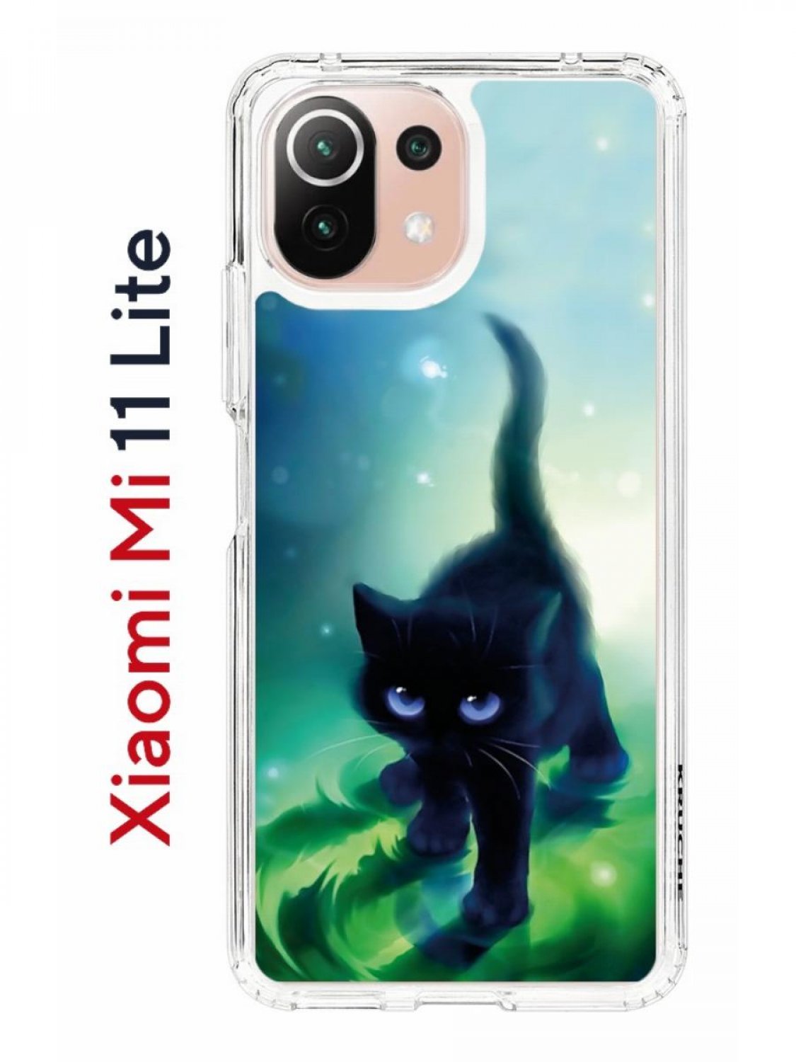 Чехол на Xiaomi Mi 11 Lite Kruche Print Черный кот,противоударный бампер,с  защитой камеры, купить в Москве, цены в интернет-магазинах на Мегамаркет