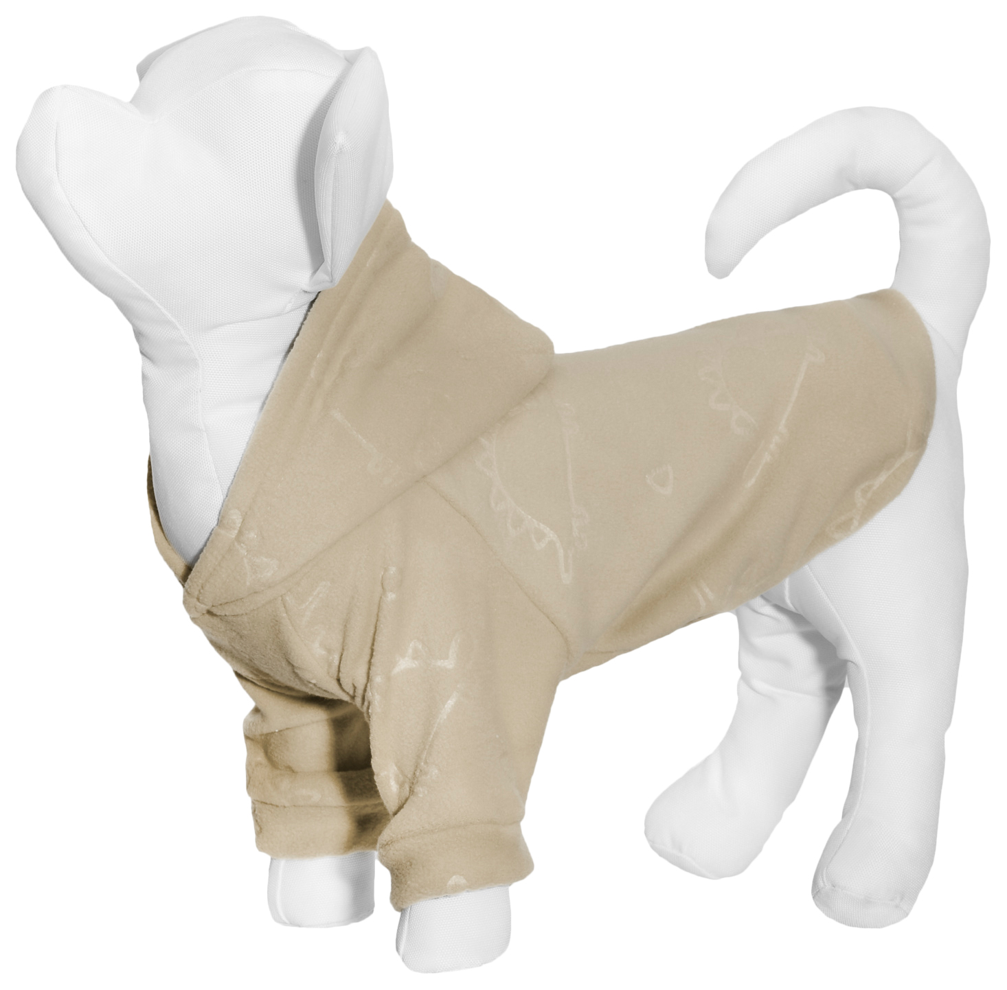 Толстовка для собак Yami-Yami одежда Динозавры, унисекс, бежевый, XL, длина спины 34 см