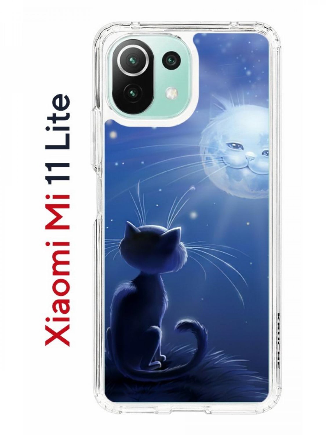 Чехол на Xiaomi Mi 11 Lite Kruche Print Лунный кот,противоударный бампер,с  защитой камеры, купить в Москве, цены в интернет-магазинах на Мегамаркет