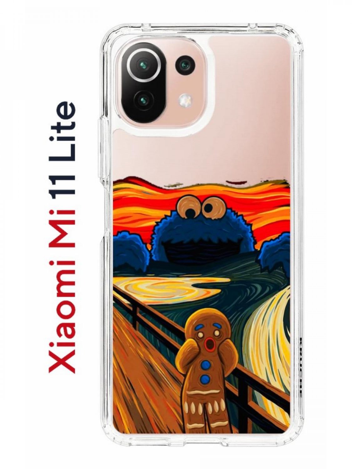 Чехол на Xiaomi Mi 11 Lite Kruche Print Cookie Scream,противоударный бампер  с принтом, купить в Москве, цены в интернет-магазинах на Мегамаркет