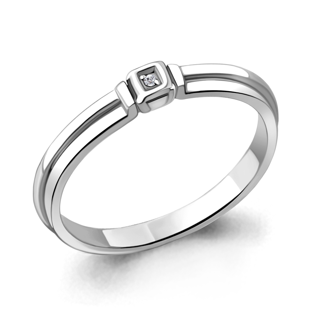 Кольцо из серебра с бриллиантом р. 17 Aquamarine 060069_925_р