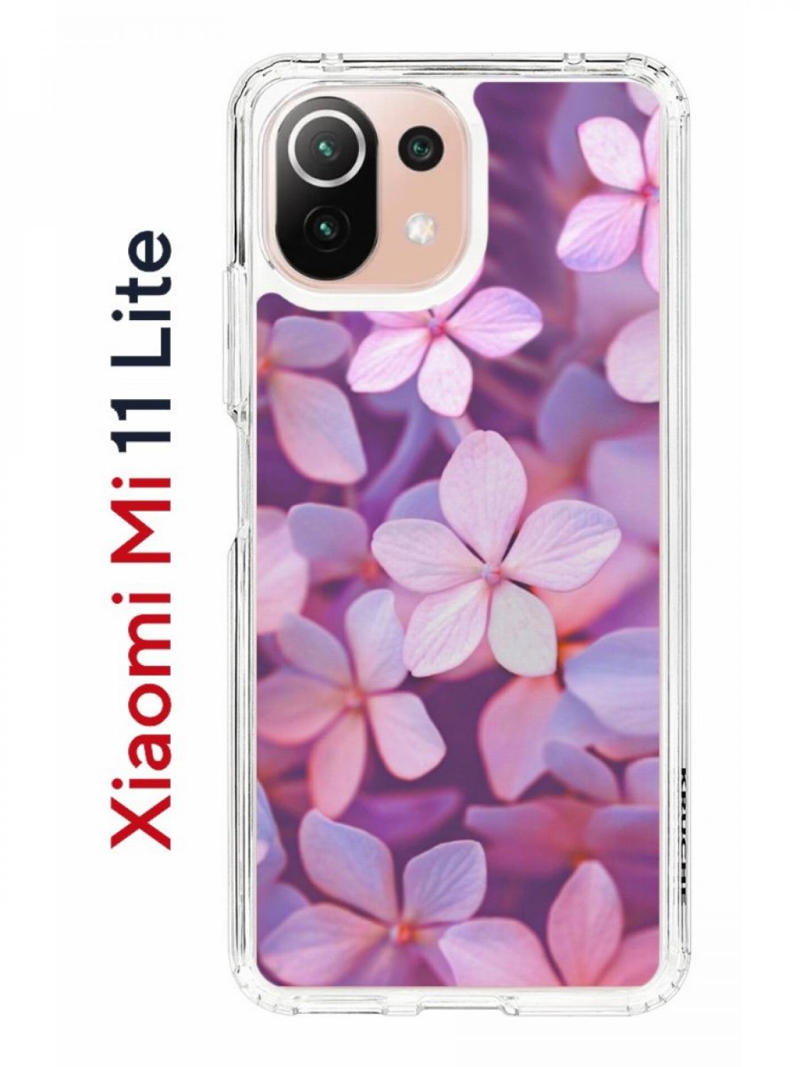 Чехол на Xiaomi Mi 11 Lite Kruche Print Гортензия,противоударный бампер,с  защитой камеры, купить в Москве, цены в интернет-магазинах на Мегамаркет