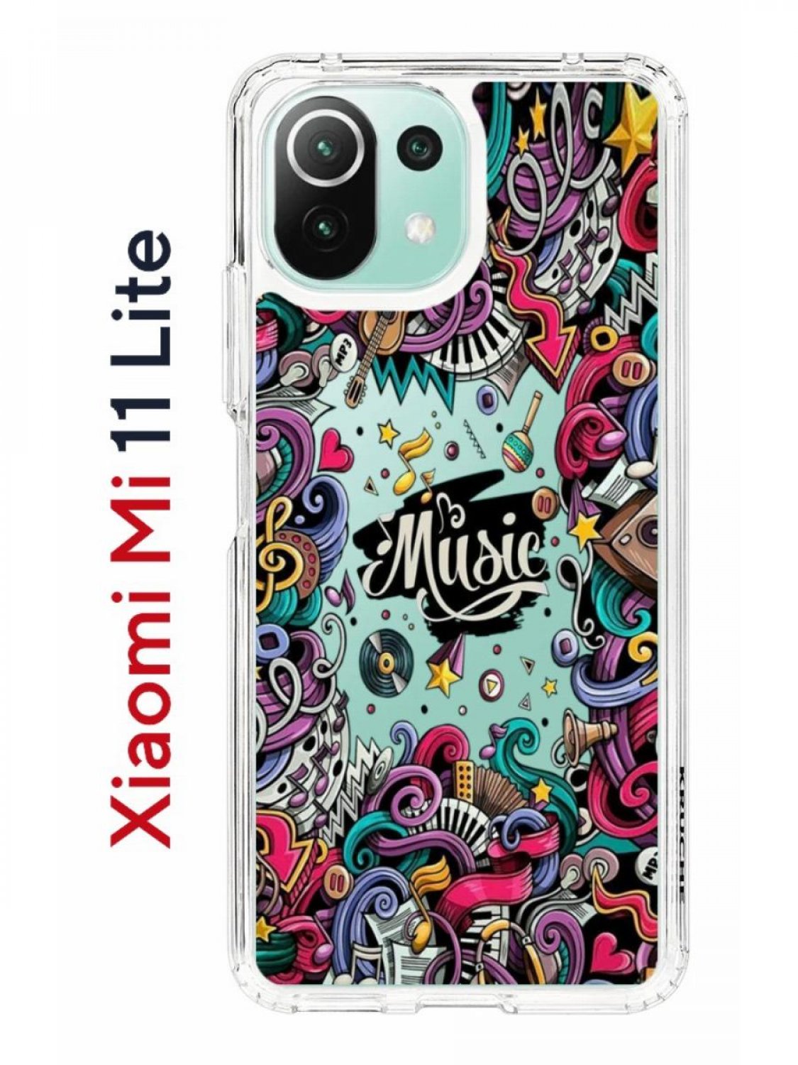 Чехол на Xiaomi Mi 11 Lite Kruche Print Music,противоударный бампер,с  защитой камеры, купить в Москве, цены в интернет-магазинах на Мегамаркет