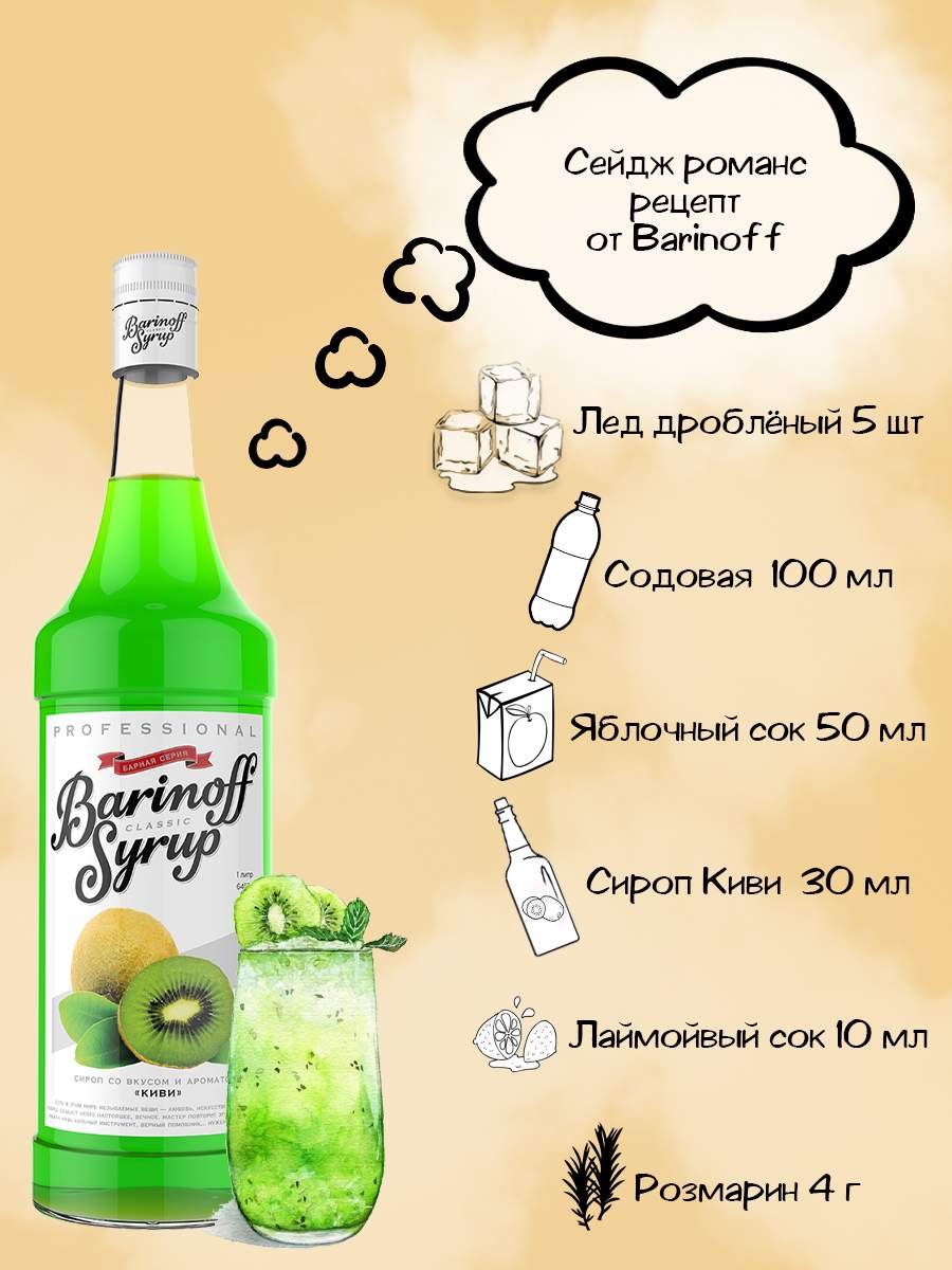 Купить сироп Barinoff Киви 1 л (для кофе, коктейлей и выпечки), цены на  Мегамаркет | Артикул: 100029004864