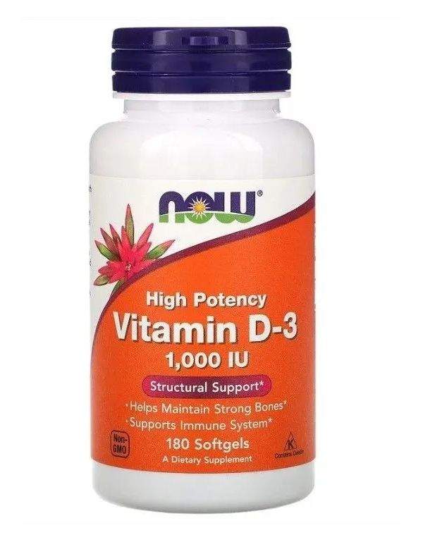 Now Foods, Витамин Д3, Vitamin D-3, 25 мкг (1000 IU), 180 капсул - купить в Sportpit Market, цена на Мегамаркет