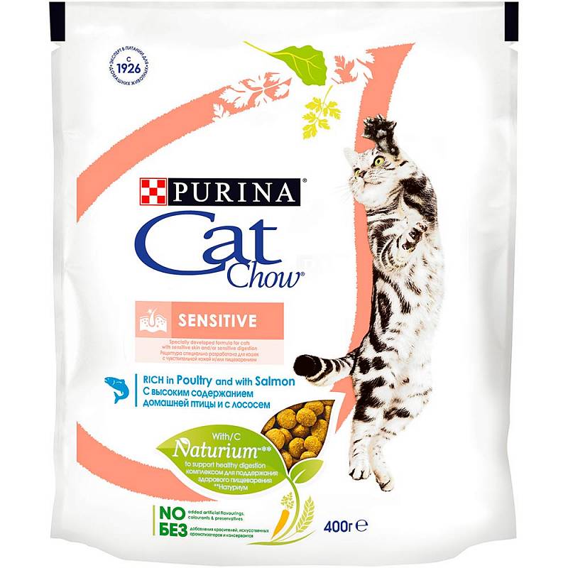 Сухой корм для кошек Cat Chow Special Care Sensitive, лосось,0,4кг