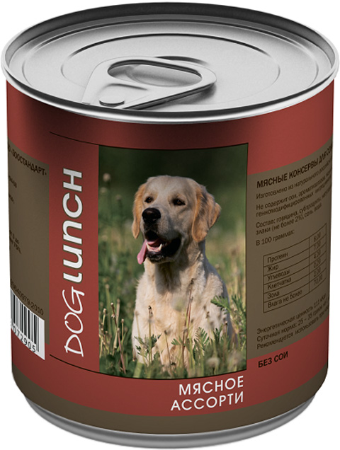 Консервы для собак Dog Lunch, с мясным ассорти в желе, 12шт по 410г
