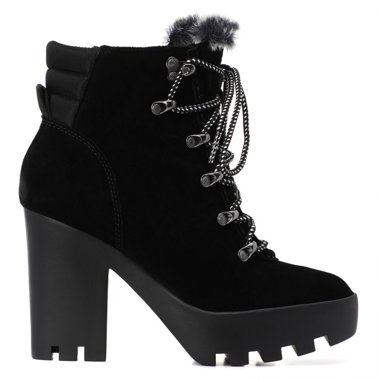 Calvin klein sharla black heeled lace up ankle deals boots