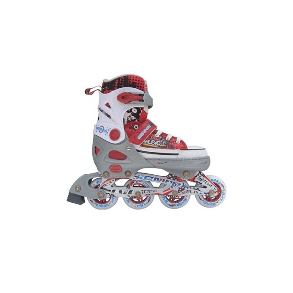 Раздвижные роликовые коньки Trans Roller серо-красные, размер L (40-43)