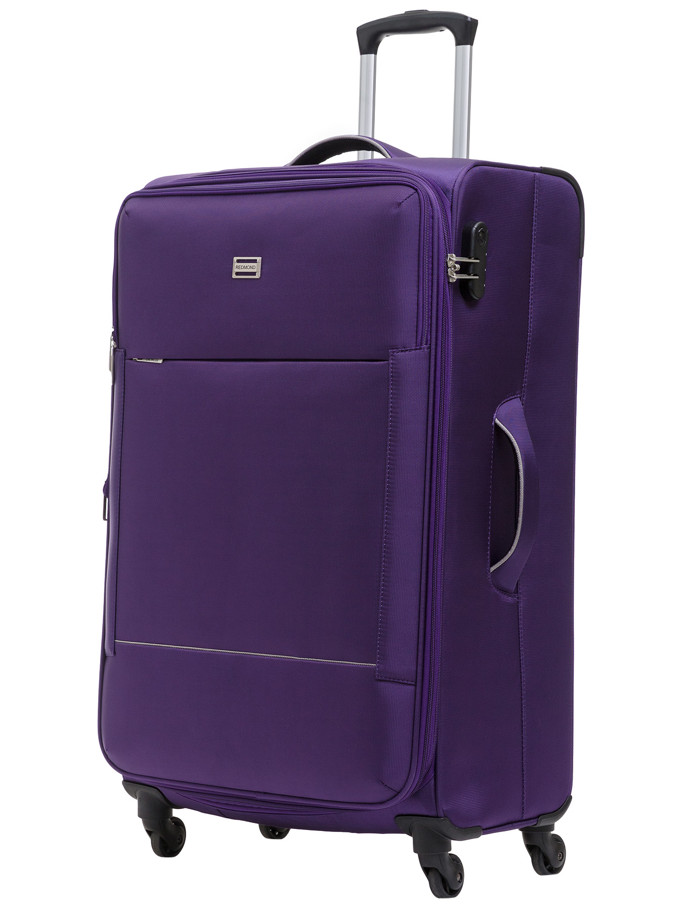 purple rolling suitcase