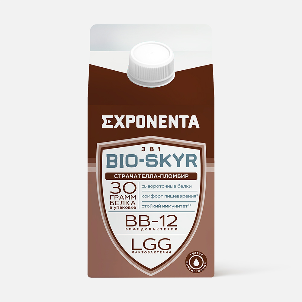 Напиток Exponenta BIO-SKYR 3в1 кисломолочный обезжиренный страчателла-пломбир 500 г - отзывы покупателей на маркетплейсе Мегамаркет | Артикул: 100032478591