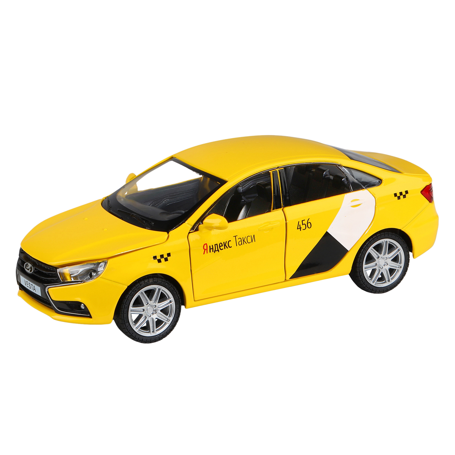 Купить машинка Автопанорама Яндекс.Такси, LADA VESTA, М1:24, желтый,  JB1251345/Яндекс.Такси, цены на Мегамаркет