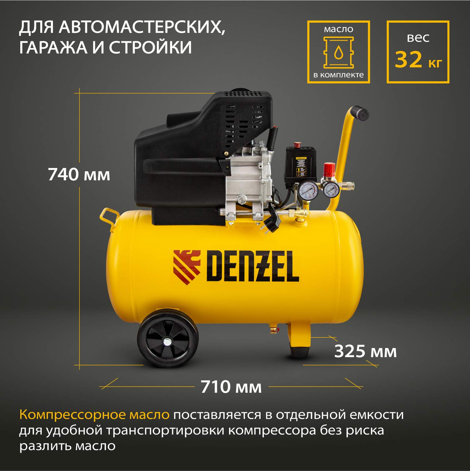 Компрессор воздушный DENZEL DC1500/50 58161 купить в интернет-магазине,  цены на Мегамаркет