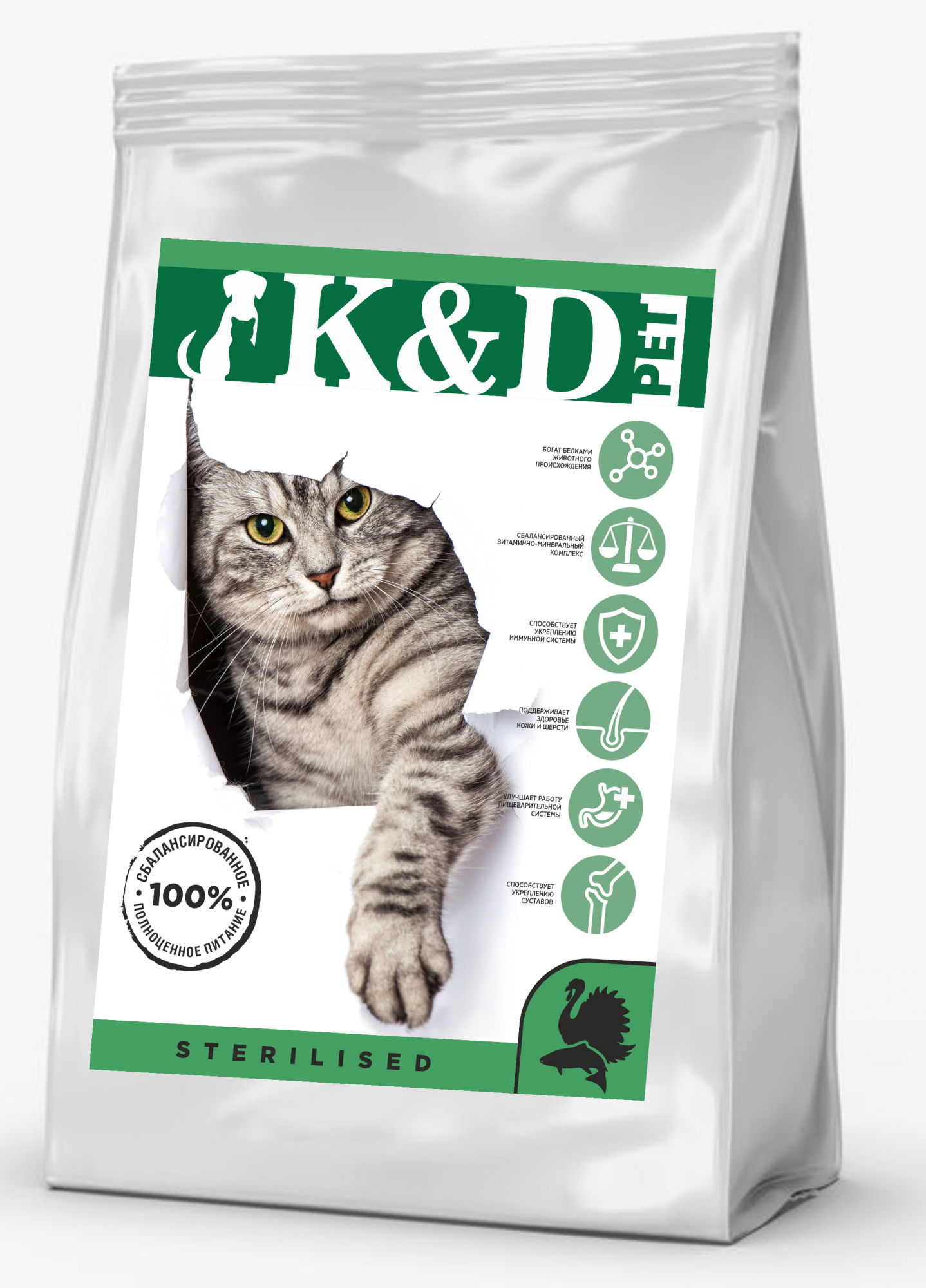 Купить сухой корм для кошек K&D pet Sterilised, беззерновой, индейка, лосось, 4 кг, цены на Мегамаркет | Артикул: 600016069239
