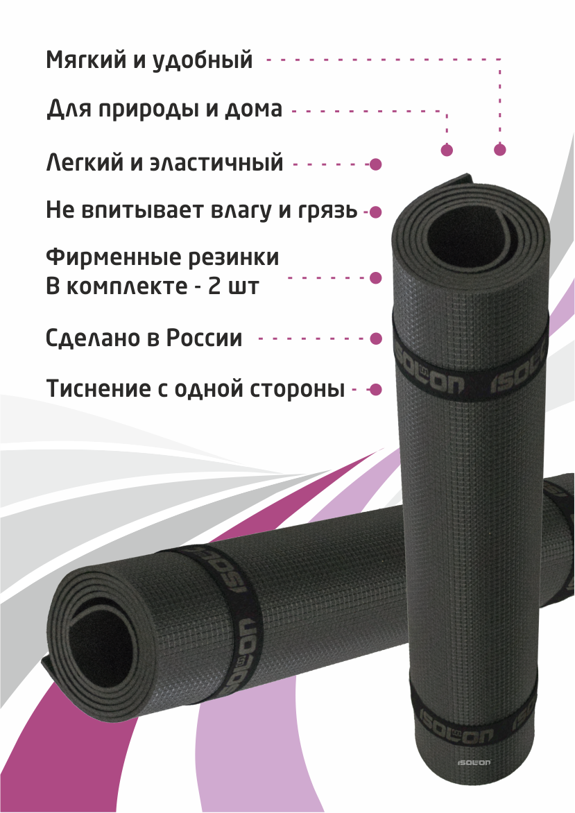 Коврик для фитнеса и йоги Isolon Yoga Lotos 1800х600х5 мм, черный - отзывы  покупателей на Мегамаркет | 600014026828