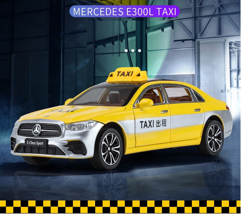 Купить модель метал Mercedes E-Class Taxi поворотные колеса, свет, звук  1:24 B2426 зеленый, цены на Мегамаркет