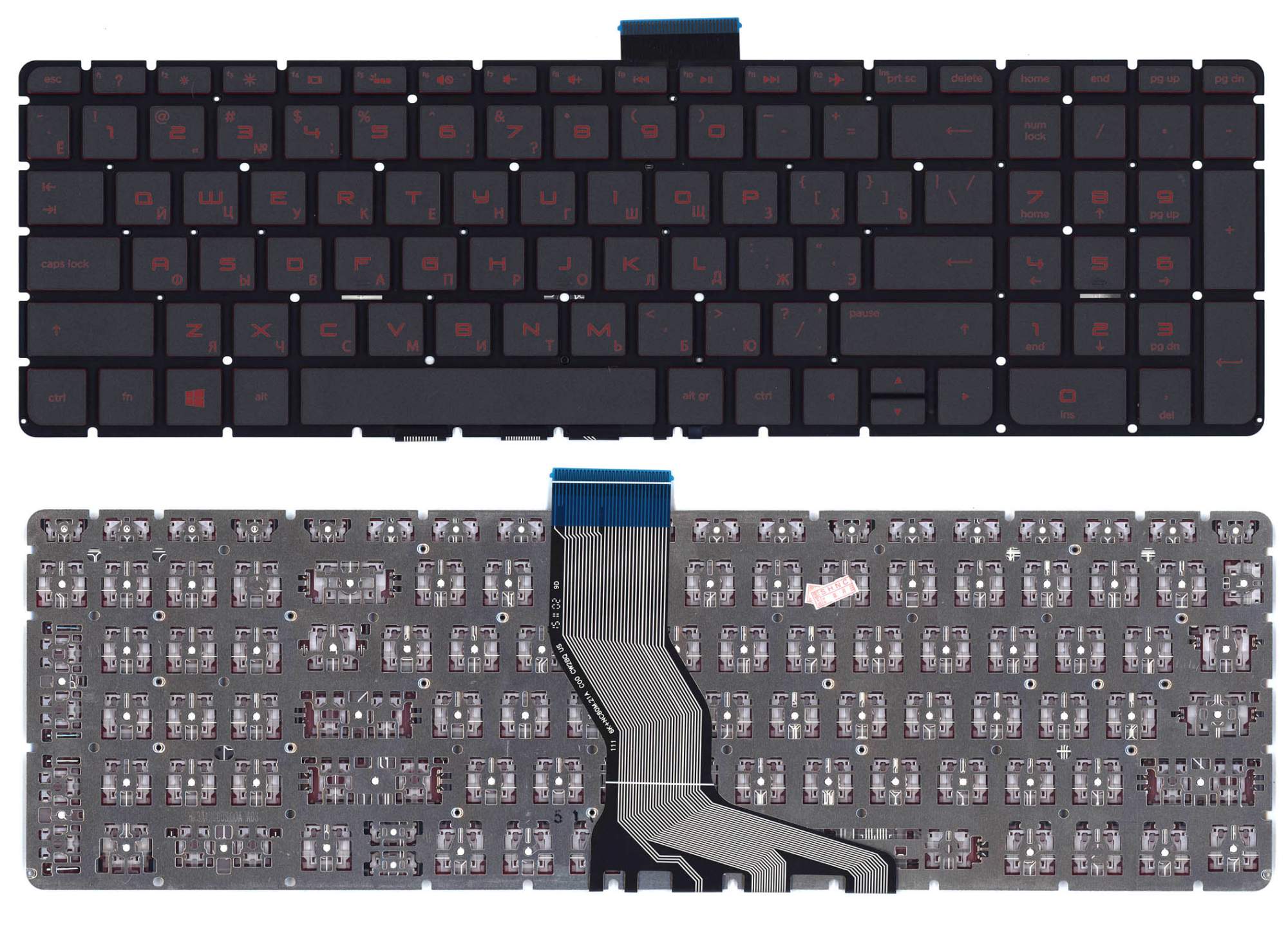 Клавиатура для ноутбука HP Pavilion 15-ab 15-ab000 15z-ab100 черная с красной подсветкой
