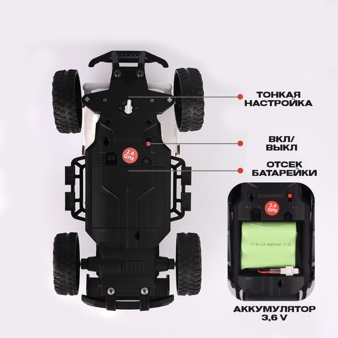 Машинка на радиоуправлении внедорожник Buggy 1:20, с USB зарядкой, хаки,  19500002